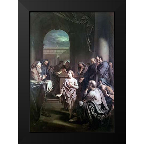 Boy Jesus In Temple Black Modern Wood Framed Art Print by van der Werff, Adriaen