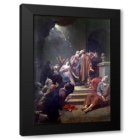 Pentecost Black Modern Wood Framed Art Print with Double Matting by van der Werff, Adriaen