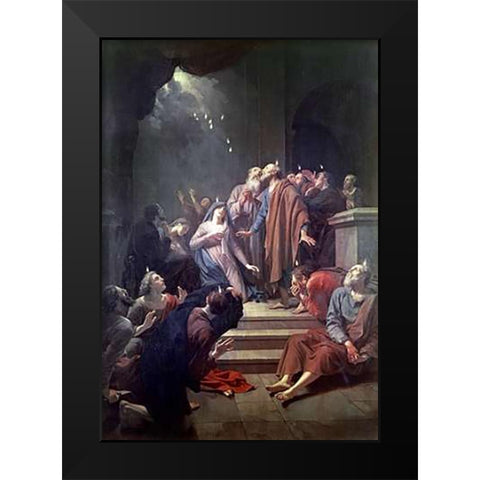 Pentecost Black Modern Wood Framed Art Print by van der Werff, Adriaen