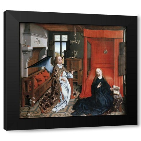 Annunciation 2 Black Modern Wood Framed Art Print by Weyden, Rogier van der
