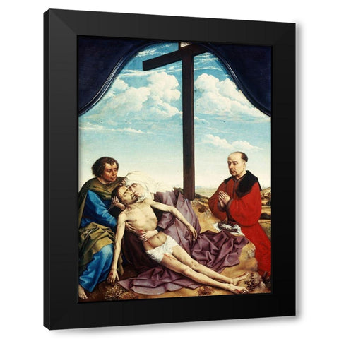 Pieta Black Modern Wood Framed Art Print by Weyden, Rogier van der