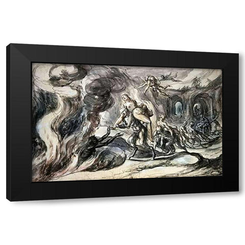 Eurydice In Hell Black Modern Wood Framed Art Print with Double Matting by Weyer, Hermann