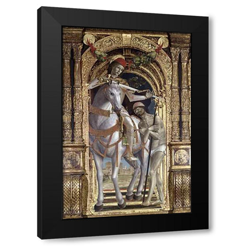 Madonna and Child (Detail)From The Polyptych of Saint Martin Black Modern Wood Framed Art Print with Double Matting by Zenale, Bernardo