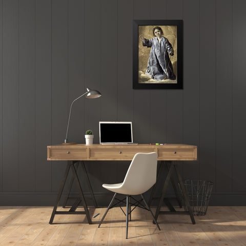 Museumist Child Black Modern Wood Framed Art Print by De Zurbaran, Francisco