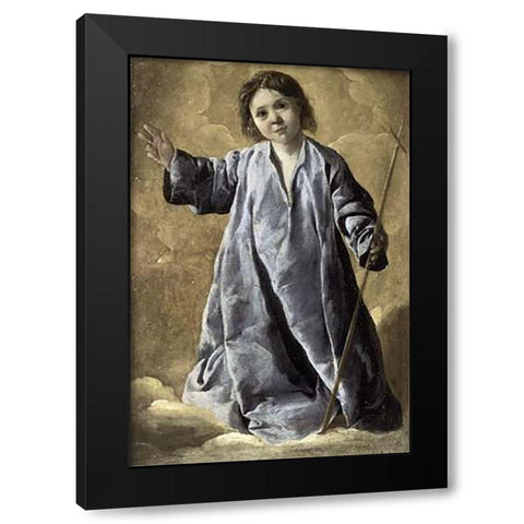 Museumist Child Black Modern Wood Framed Art Print with Double Matting by De Zurbaran, Francisco