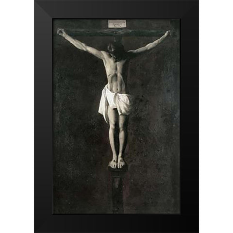 Museumist On The Cross Black Modern Wood Framed Art Print by De Zurbaran, Francisco