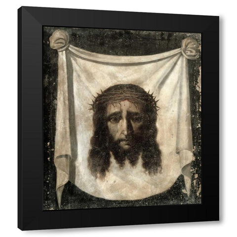 Holy Face - La Santa Faz Black Modern Wood Framed Art Print with Double Matting by De Zurbaran, Francisco