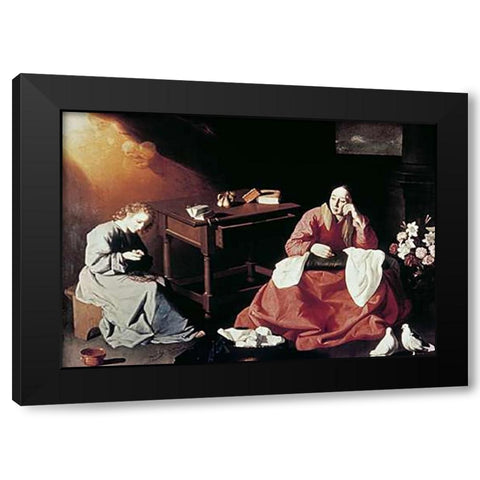 Holy House of Nazareth Black Modern Wood Framed Art Print with Double Matting by De Zurbaran, Francisco