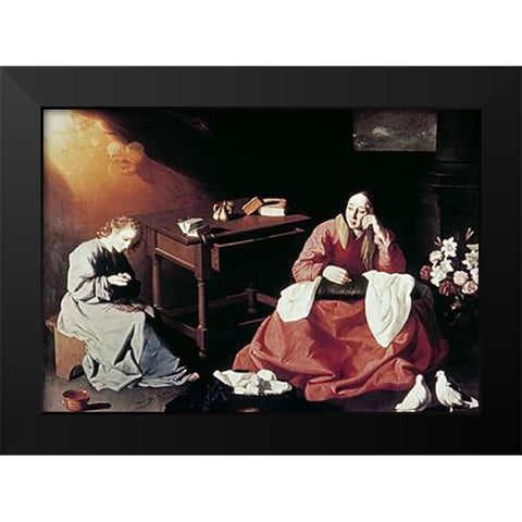 Holy House of Nazareth Black Modern Wood Framed Art Print by De Zurbaran, Francisco