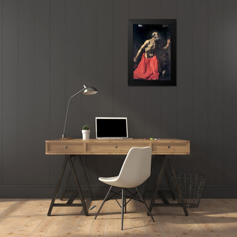 Saint Jerome Black Modern Wood Framed Art Print by De Zurbaran, Francisco