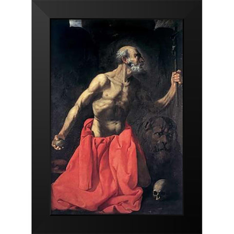 Saint Jerome Black Modern Wood Framed Art Print by De Zurbaran, Francisco
