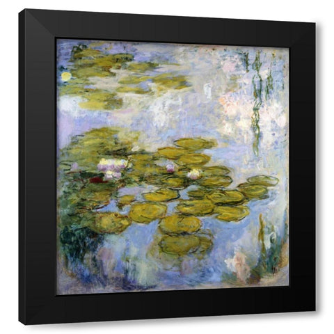 Nympheas - Water Lilies Black Modern Wood Framed Art Print with Double Matting by Monet, Claude