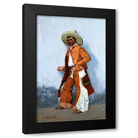 A Vaquero Black Modern Wood Framed Art Print by Remington, Frederic