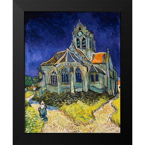 The Church at Auvers Black Modern Wood Framed Art Print by Van Gogh, Vincent
