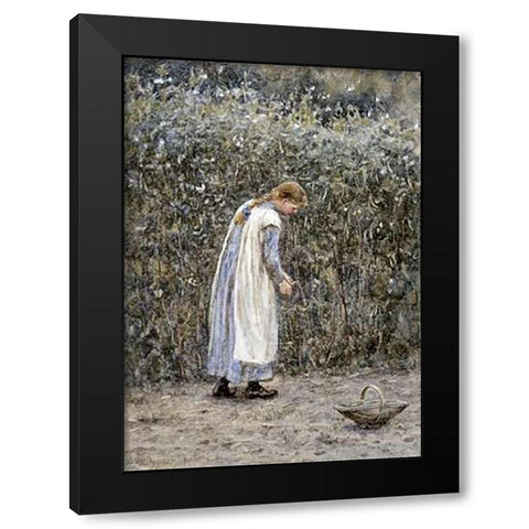 The Young Gardener Black Modern Wood Framed Art Print by Allingham, Helen