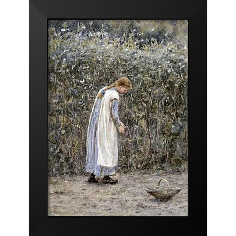 The Young Gardener Black Modern Wood Framed Art Print by Allingham, Helen