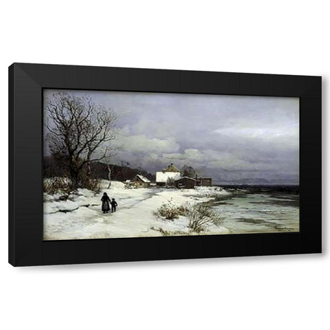 Starnberger Sea Under Snow Black Modern Wood Framed Art Print by Lundby, Anders Anderson