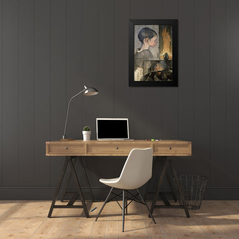 Profile of a Child (Profil dEnfant) Black Modern Wood Framed Art Print by Anquetin, Louis