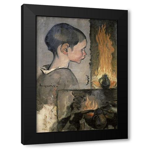 Profile of a Child (Profil dEnfant) Black Modern Wood Framed Art Print with Double Matting by Anquetin, Louis