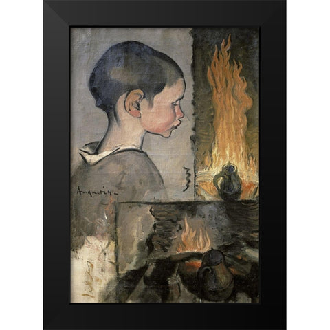 Profile of a Child (Profil dEnfant) Black Modern Wood Framed Art Print by Anquetin, Louis