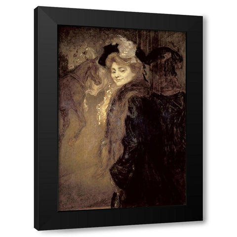 Woman in the Street Black Modern Wood Framed Art Print with Double Matting by Anquetin, Louis