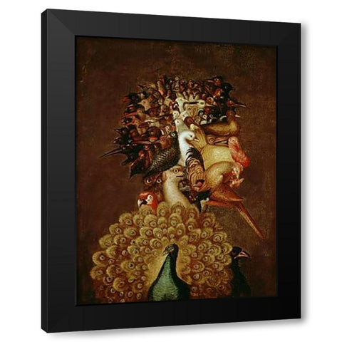 The Air Black Modern Wood Framed Art Print by Arcimboldo, Giuseppe