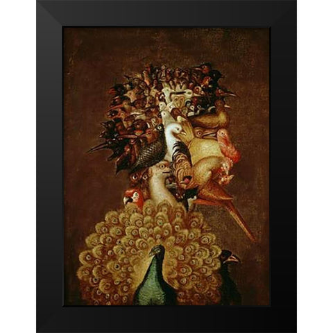 The Air Black Modern Wood Framed Art Print by Arcimboldo, Giuseppe