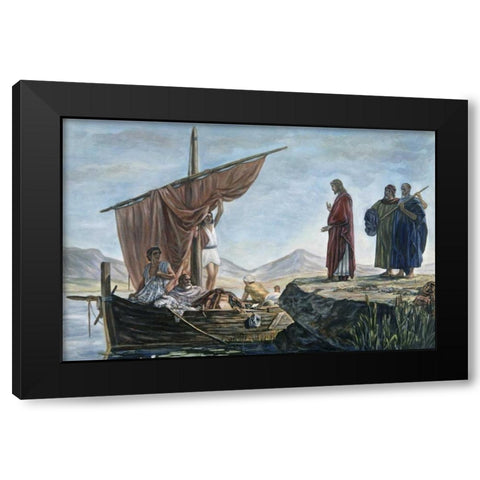Christ Calling James and John Black Modern Wood Framed Art Print by Armitage, Edward