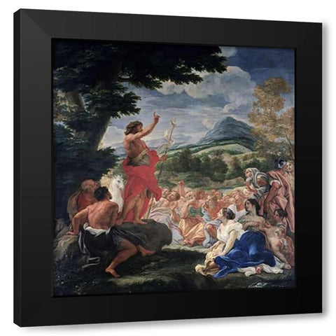 The Sermon of St. John the Baptist Black Modern Wood Framed Art Print with Double Matting by Baciccio