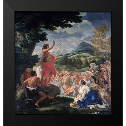 The Sermon of St. John the Baptist Black Modern Wood Framed Art Print by Baciccio