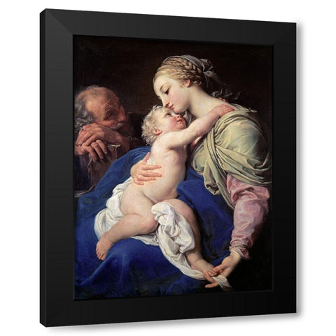 The Family Black Modern Wood Framed Art Print with Double Matting by Batoni, Pompeo Girolamo