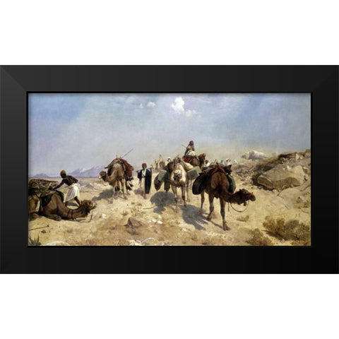 Bedouin Caravan Black Modern Wood Framed Art Print by Beavis, Richard