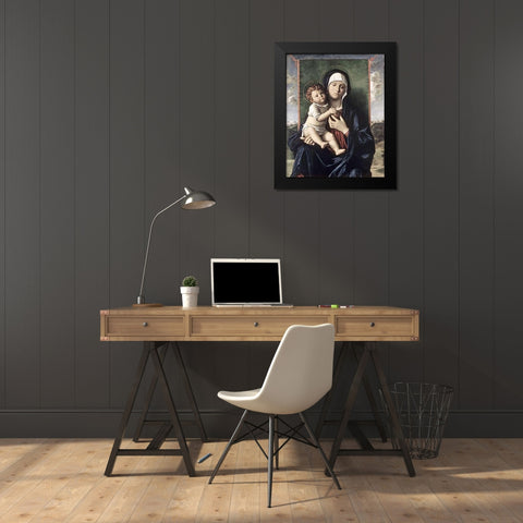 Madonna and Child Black Modern Wood Framed Art Print by Bellini, Giovanni