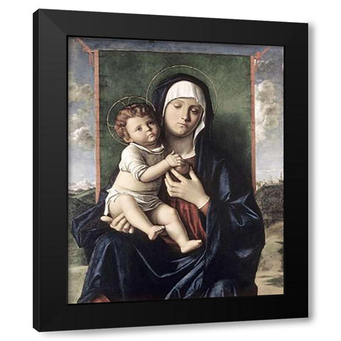 Madonna and Child Black Modern Wood Framed Art Print with Double Matting by Bellini, Giovanni