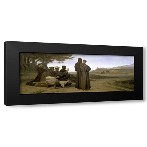 St. Francis dAssise Black Modern Wood Framed Art Print with Double Matting by Benouville, Francois Leon