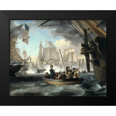 Commodore Perry Leaving the Lawrence for the Niagara Black Modern Wood Framed Art Print by Birch, Thomas