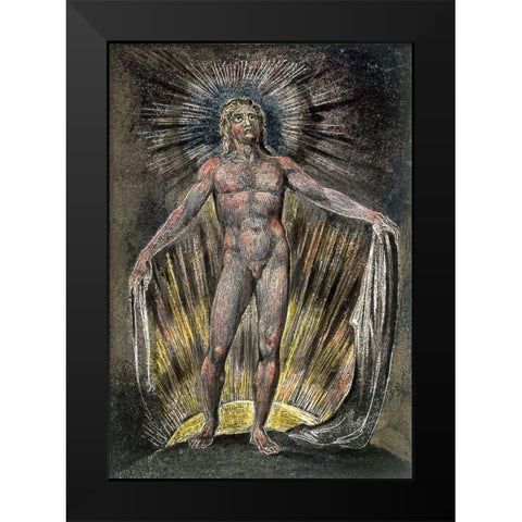 Etching from Milton a Poet Black Modern Wood Framed Art Print by Blake, William