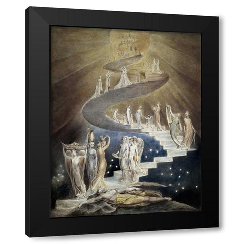 Jacobs Ladder Black Modern Wood Framed Art Print by Blake, William