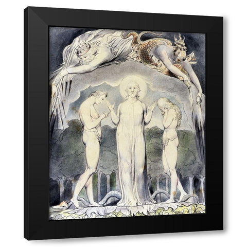 The Judgment of Adam and Eve Black Modern Wood Framed Art Print with Double Matting by Blake, William