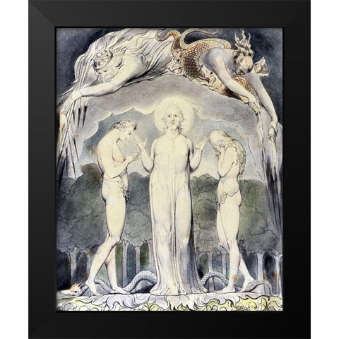 The Judgment of Adam and Eve Black Modern Wood Framed Art Print by Blake, William