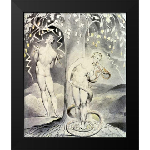 The Temptation and Fall of Eve Black Modern Wood Framed Art Print by Blake, William
