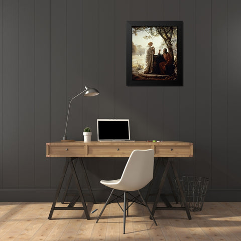 The Woman of Samaria Black Modern Wood Framed Art Print by Bloch, Carl