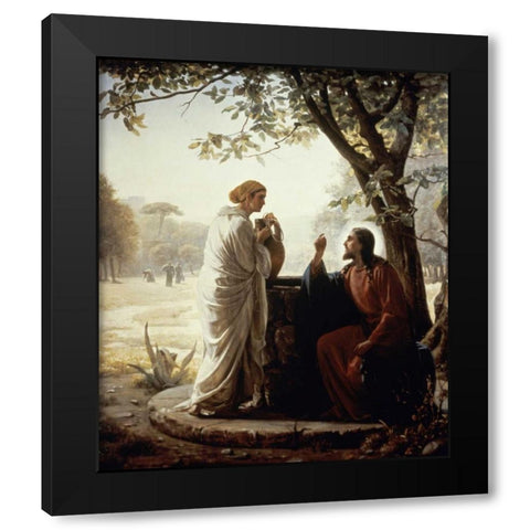 The Woman of Samaria Black Modern Wood Framed Art Print by Bloch, Carl