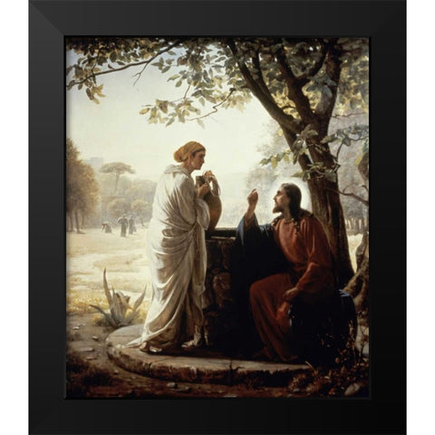 The Woman of Samaria Black Modern Wood Framed Art Print by Bloch, Carl