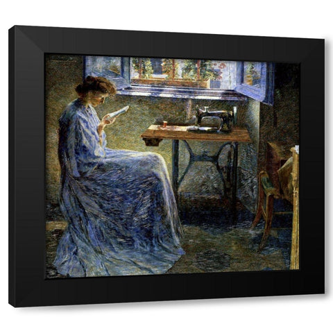 The Romance of One Seamstress Black Modern Wood Framed Art Print with Double Matting by Boccioni, Umberto