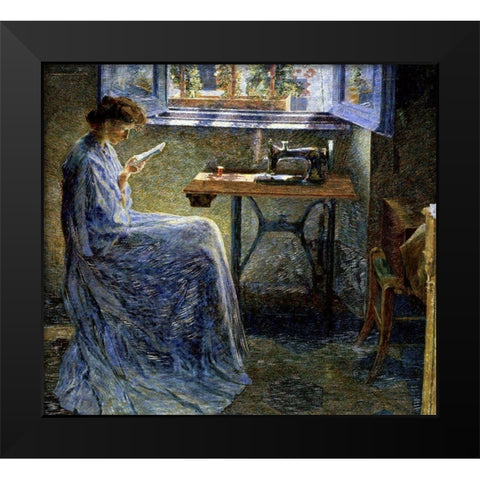 The Romance of One Seamstress Black Modern Wood Framed Art Print by Boccioni, Umberto