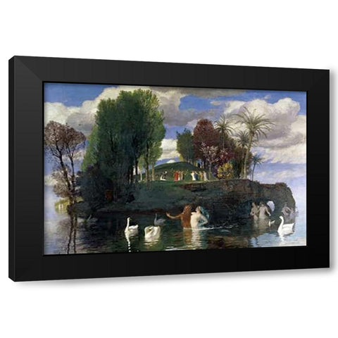 The Island of Life Black Modern Wood Framed Art Print with Double Matting by Bocklin, Arnold