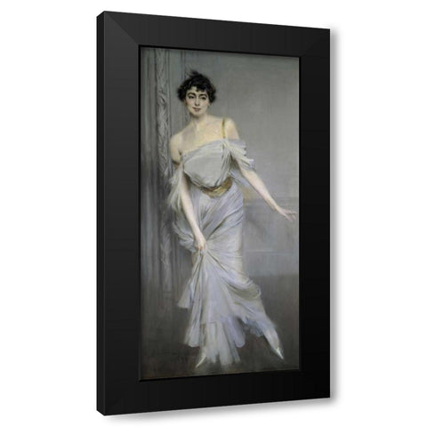 Madame Charles Max Black Modern Wood Framed Art Print by Boldini, Giovanni