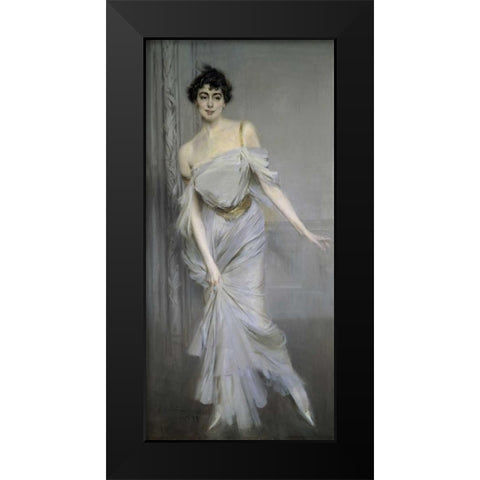 Madame Charles Max Black Modern Wood Framed Art Print by Boldini, Giovanni