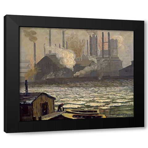 Schollenberg Rolling Mill Dismantled Black Modern Wood Framed Art Print by Bonar, James